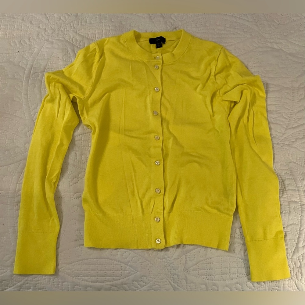 J. Crew Lemon Yellow 100 Percent Cotton Cardigan — PERFECT CONDITION